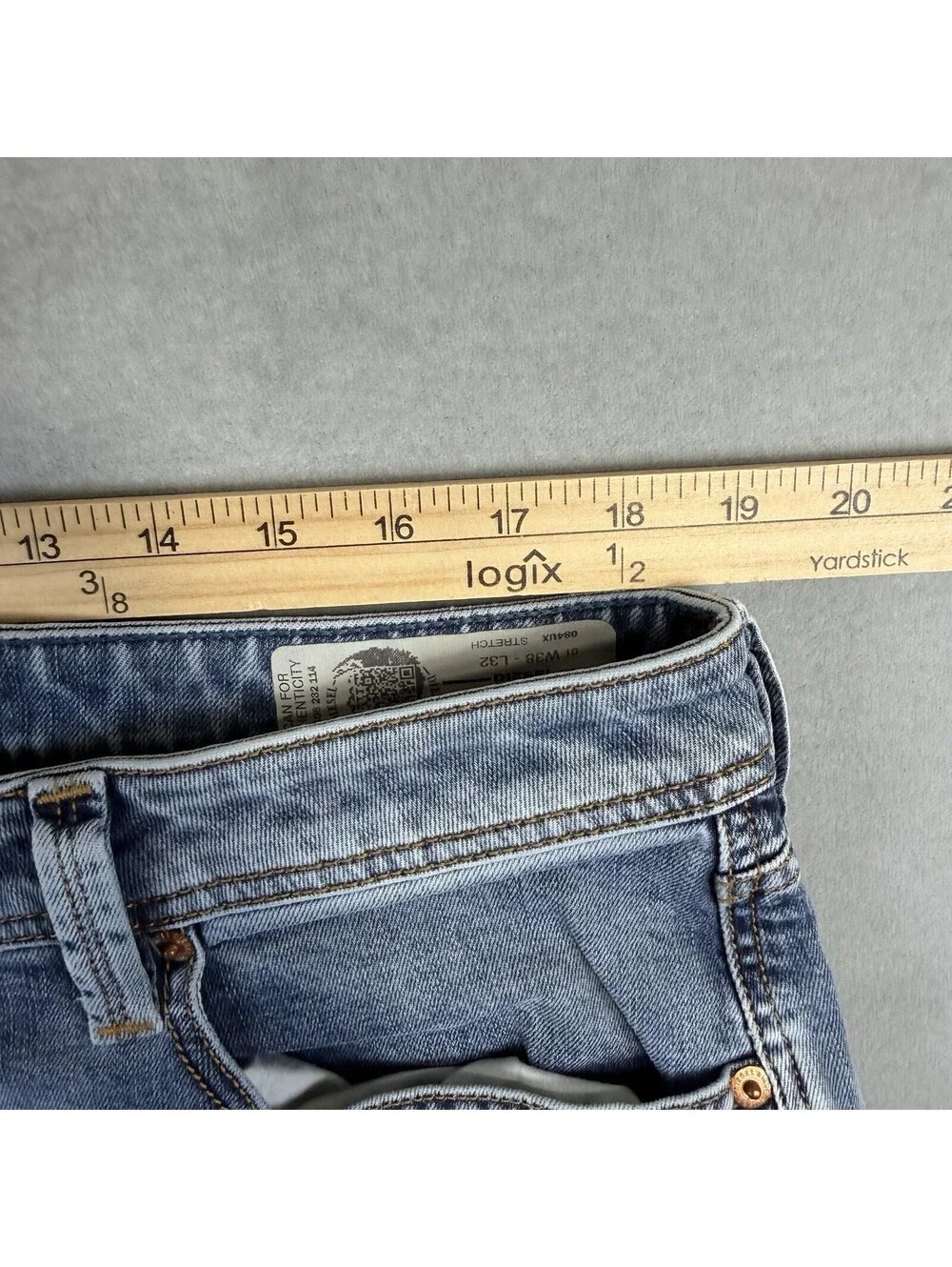 Diesel Larkee Beex Jeans Mens 38x32 Blue Regular Tapered Med Wash Stretch Denim